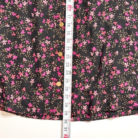 Draper James RSVP Pink Ditsy Floral A-Line Skirt Sz L Button Front Elastic Waist - Picture 12 of 12